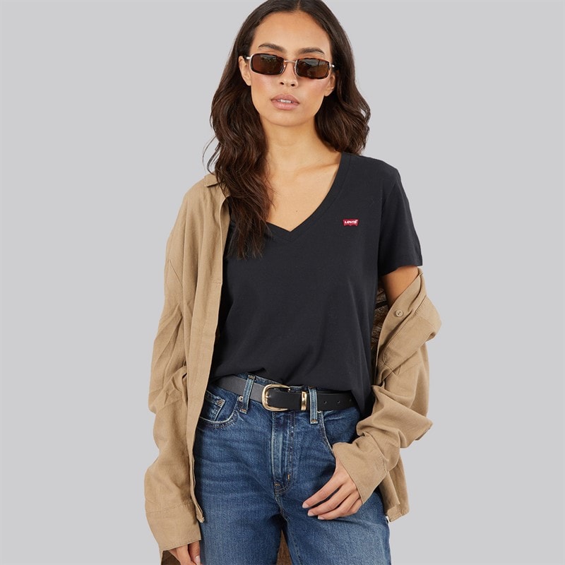Levi's Womens Perfect V-Neck T-Shirt Caviar