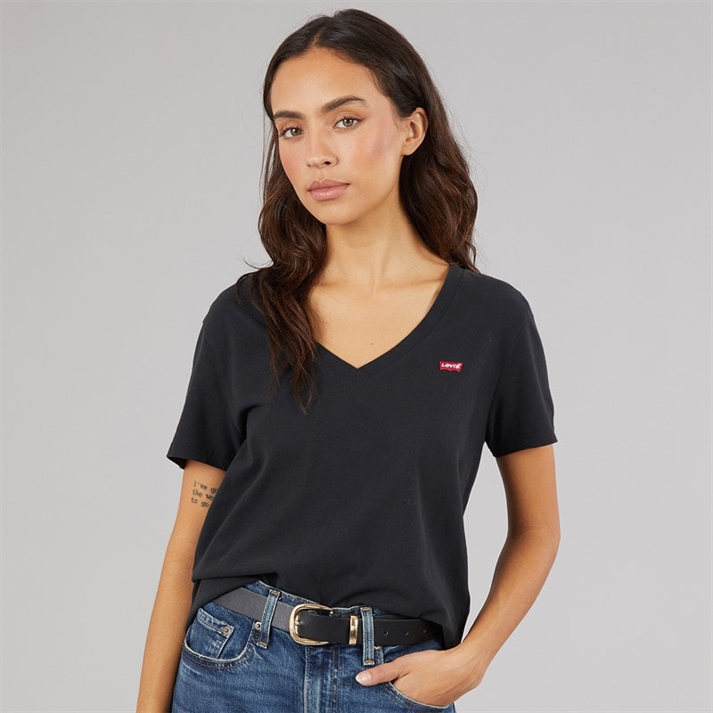 Levi's Womens Perfect V-Neck T-Shirt Caviar - Image 3