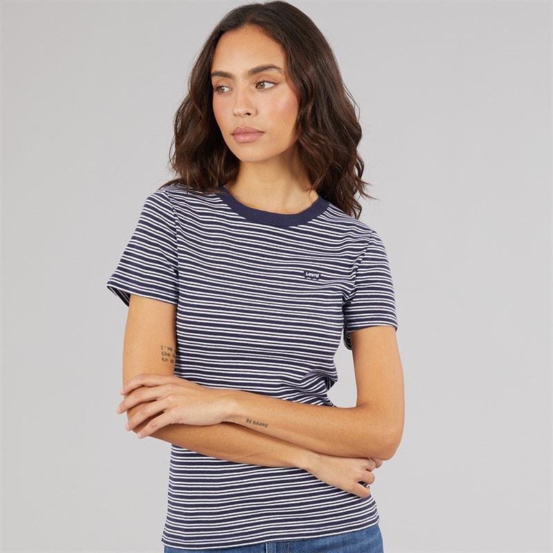 Levi's Womens Essential T-Shirt Mila Stripe Peacoat - Image 3