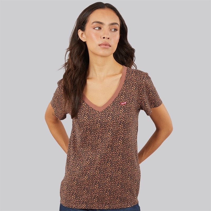 Levi's Womens Perfect V-Neck T-Shirt Leopard - Image 2