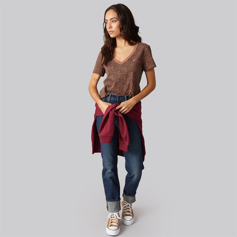 Levi's Womens Perfect V-Neck T-Shirt Leopard - Image 4