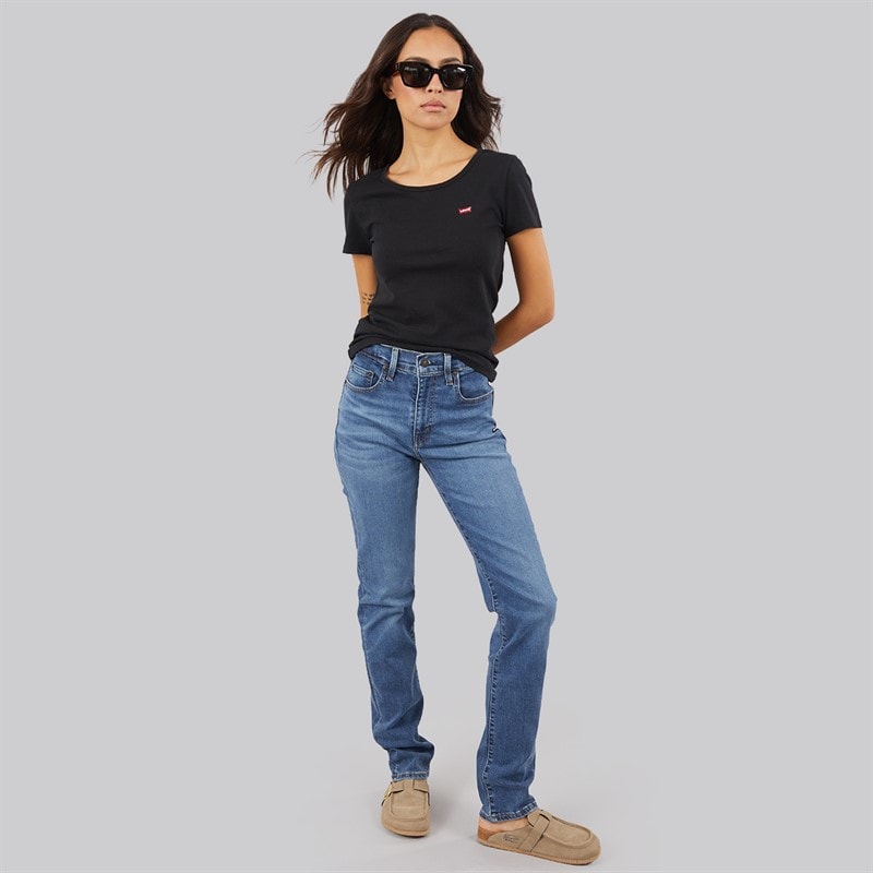 Levi's Womens 724 High Rise Straight Fit Jeans Blue Wave Mid - Image 3