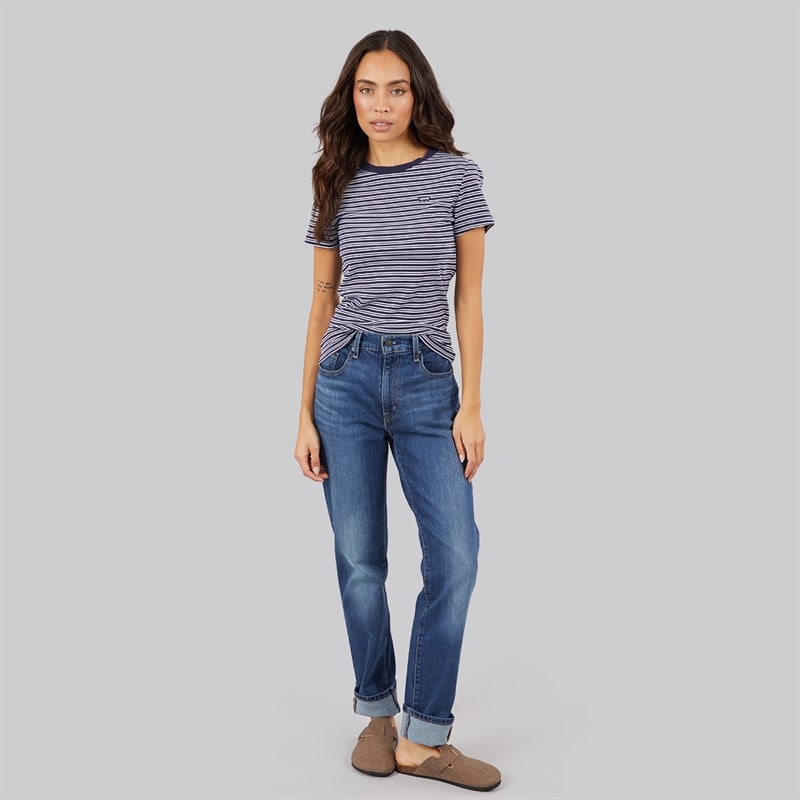 Levi's Womens 724 High Rise Straight Fit Jeans Damaged Stats - Image 4