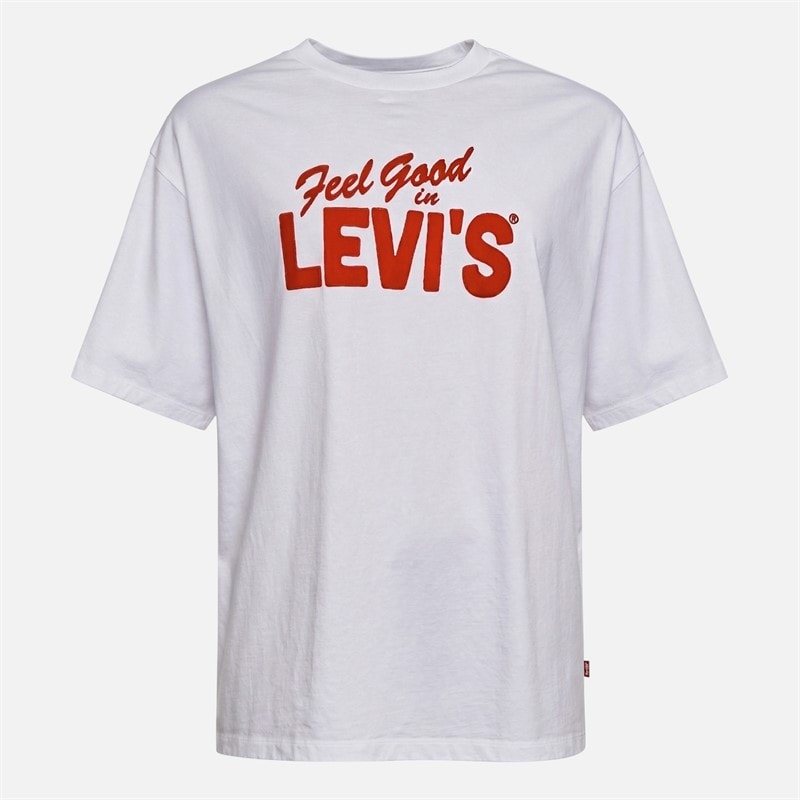 Levi's Womens Graphic Feel Good T-Shirt Bright White/Flame Scarlet