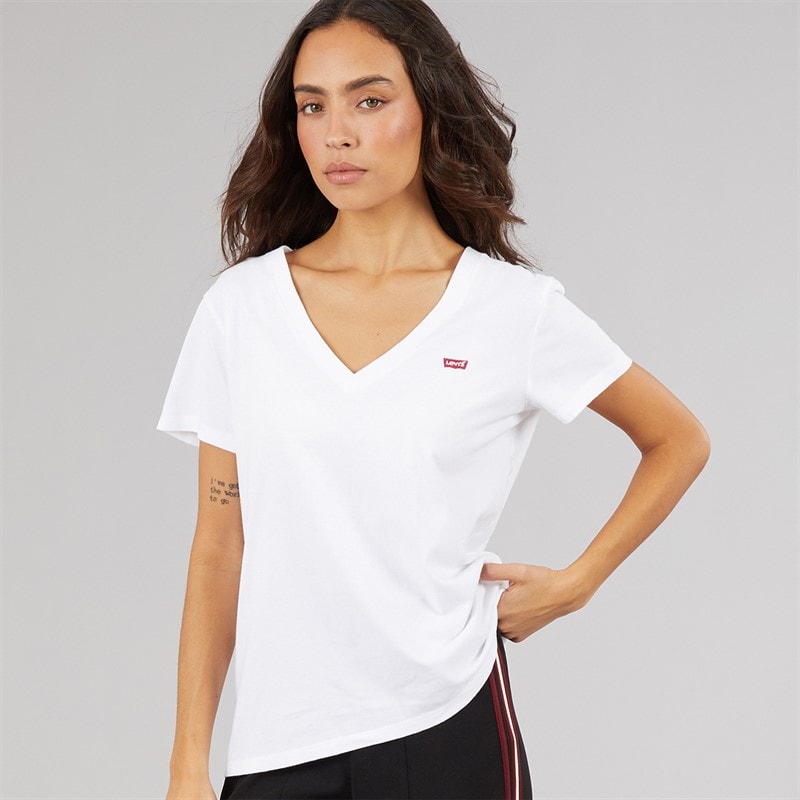 Levi's Womens Perfect V-Neck T-Shirt White - Image 3