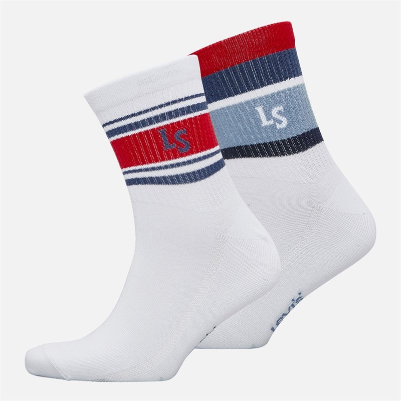 Levi's Mens Levis Short Cut Stripe Two Pack Ankle Socks Blue/White