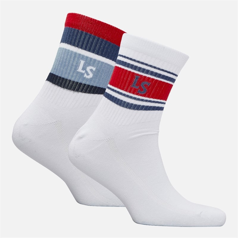 Levi's Mens Levis Short Cut Stripe Two Pack Ankle Socks Blue/White - Image 2