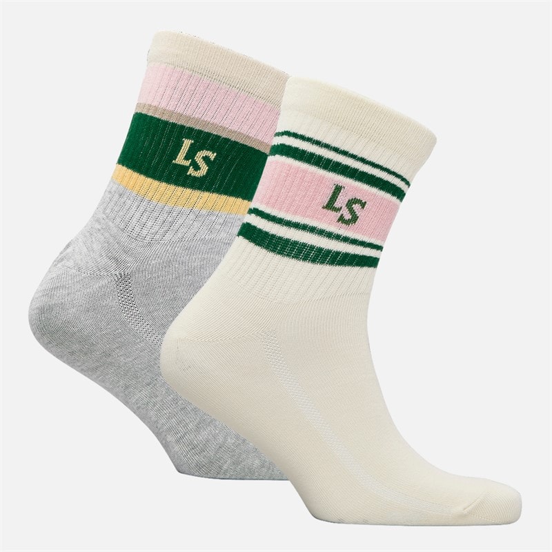 Levi's Mens Levis Short Cut Stripe Two Pack Ankle Socks White/Green - Image 2