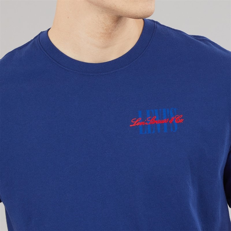 Levi's Mens Relaxed Fit T-Shirt Serif 6 Blue - Image 4