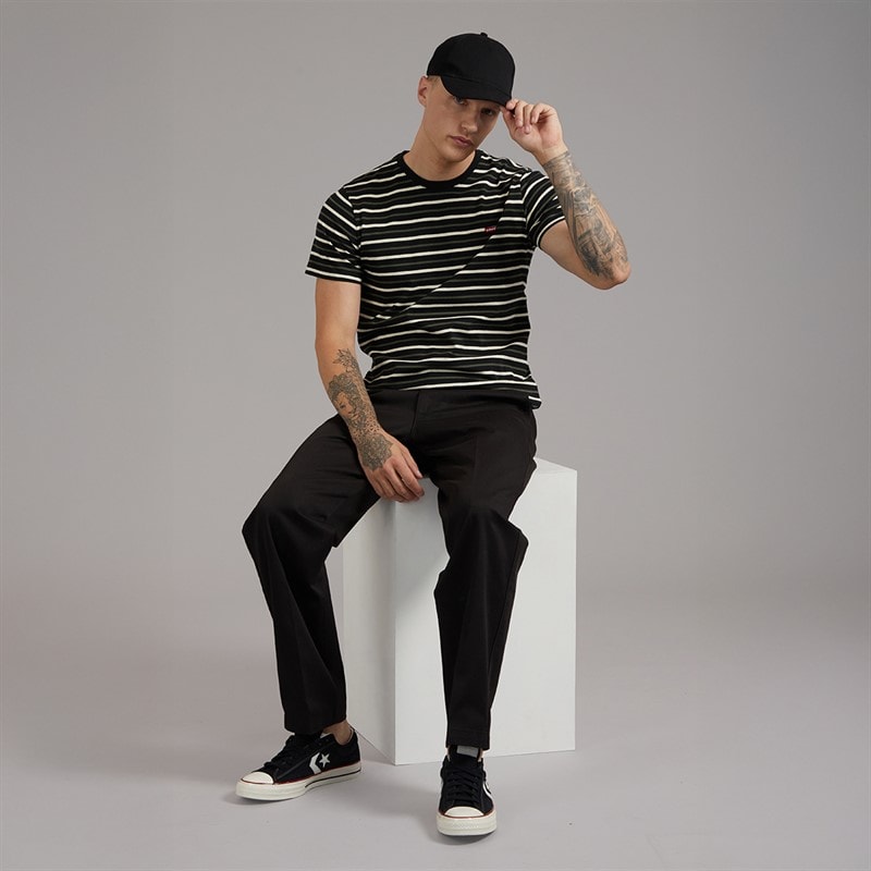 Levi's Mens Original Housemark T-Shirt Andor Stripe Jet Black - Image 4