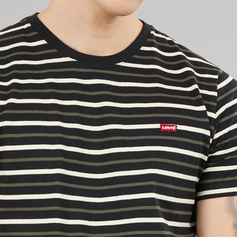 Levi's Mens Original Housemark T-Shirt Andor Stripe Jet Black - Image 5