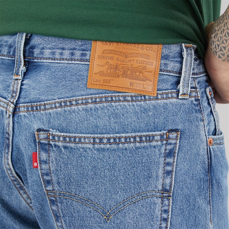 Levi's Mens 555 Relaxed Straight Jeans Blue Essentials - Image 3