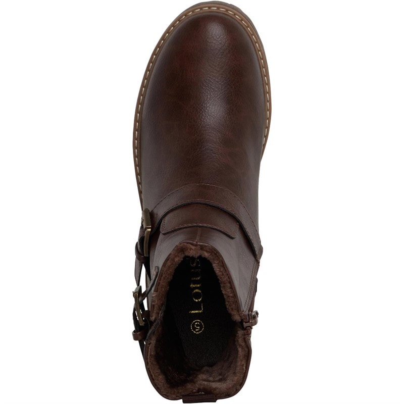 Lotus Womens Jagger Buckle Ankle Boots Brown - Image 4