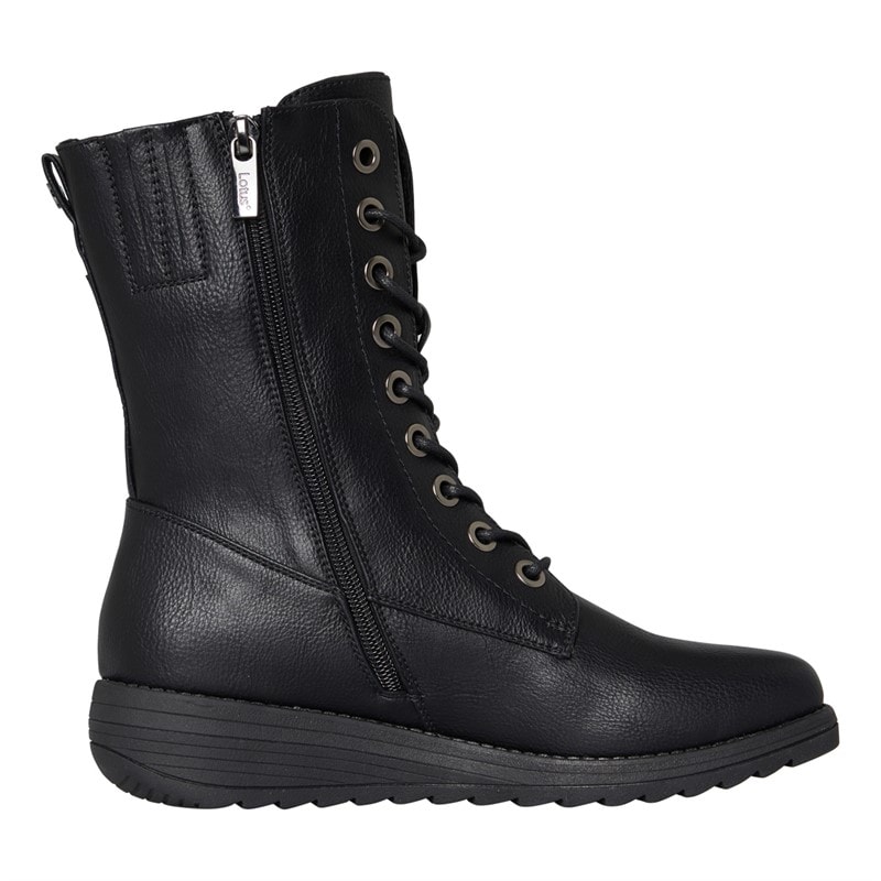 Lotus Womens Valberg Biker Wedge Boots Black - Image 4