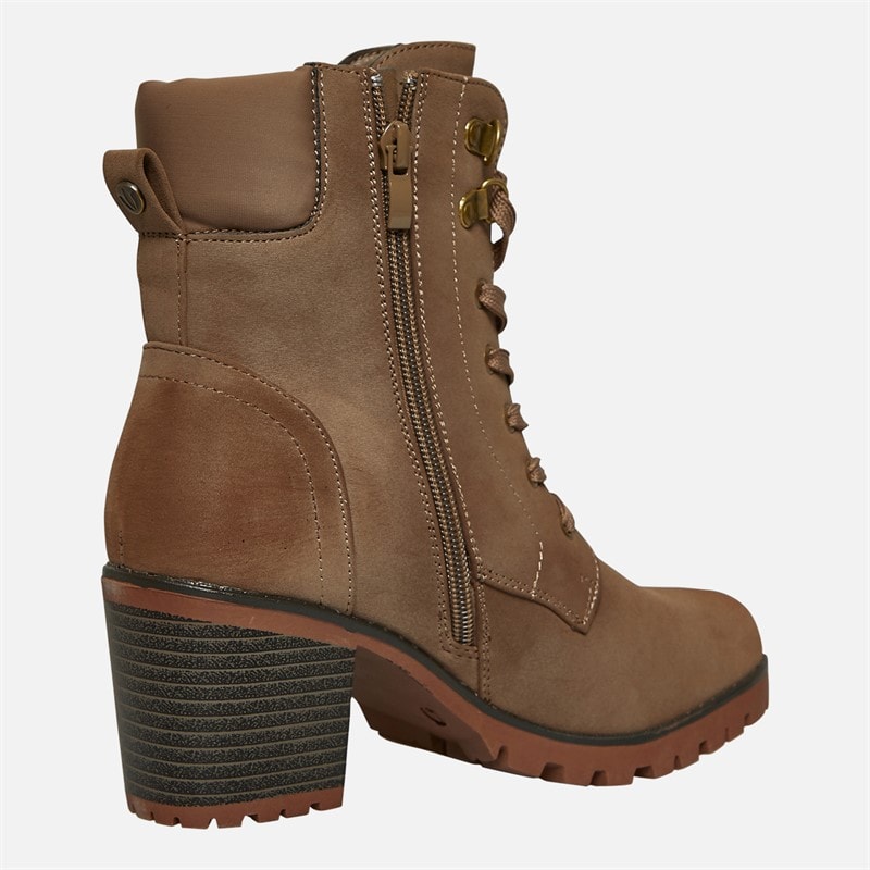 Lotus Womens Gene Block Heel Lace Up Boots Taupe Nubuck - Image 5