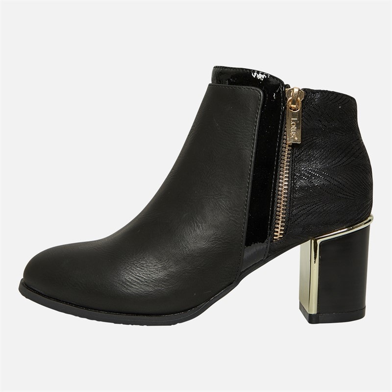 Lotus Womens Danielle Heeled Ankle Boots Black/Print - Image 2