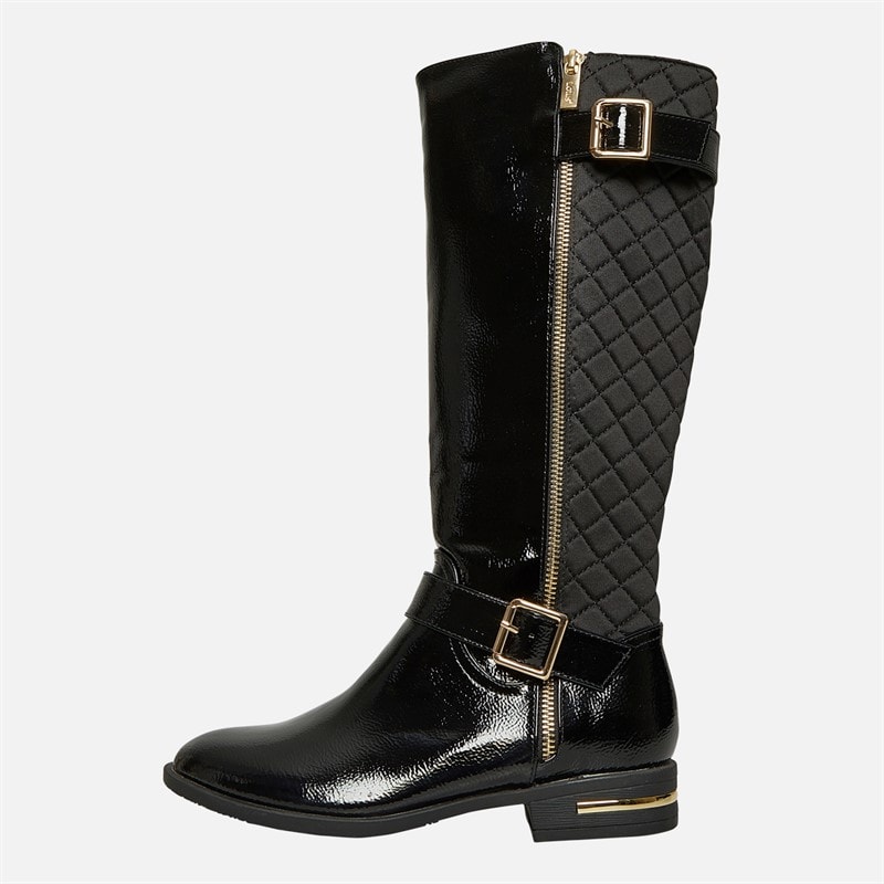 Lotus Womens Bessie Knee High Side Zip Boots Black - Image 2