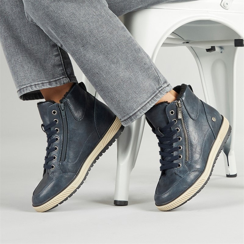 Lotus Womens Bellatrix Side Zip Hi Top Trainers Navy - Image 1