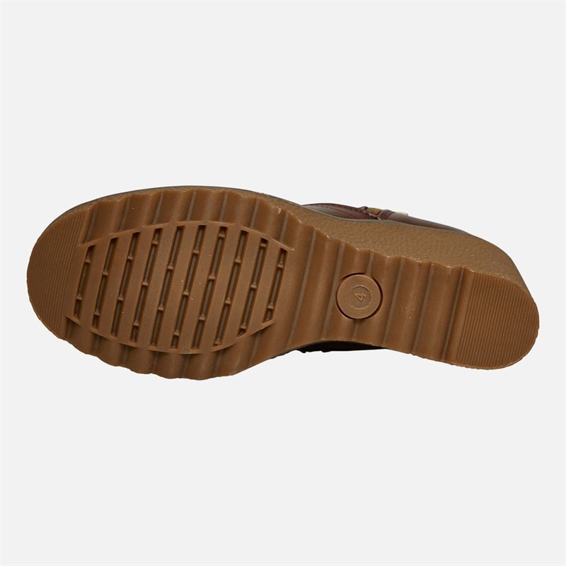 Lotus Womens Olivia Wedge Heel Buckle Boots Brown - Image 3