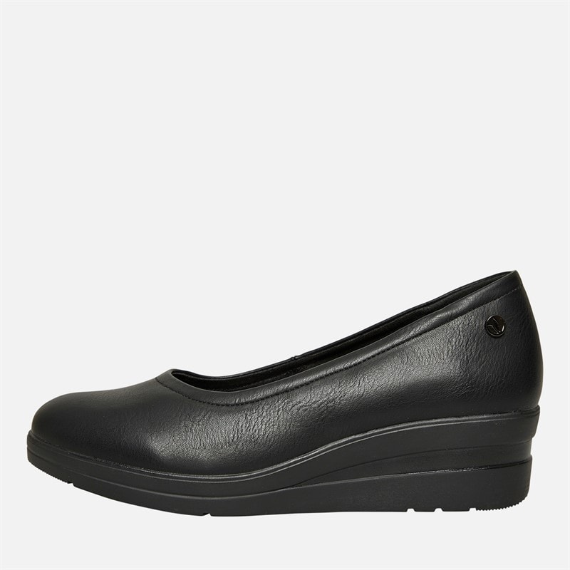 Lotus Womens Soloman Wedge Loafers Black Smooth - Image 2