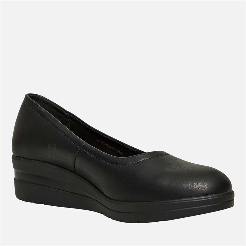 Lotus Womens Soloman Wedge Loafers Black Smooth - Image 5