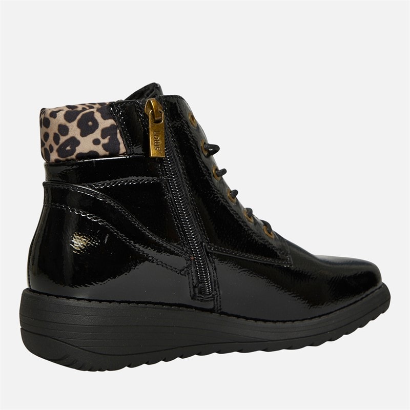 Lotus Womens Gracie Lace Up Ankle Boots Black Patent - Image 5
