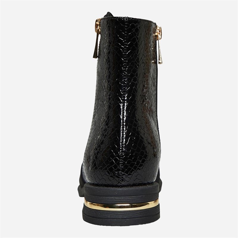 Lotus Womens Vada Side Zip Ankle Boots Crinkle Black - Image 3