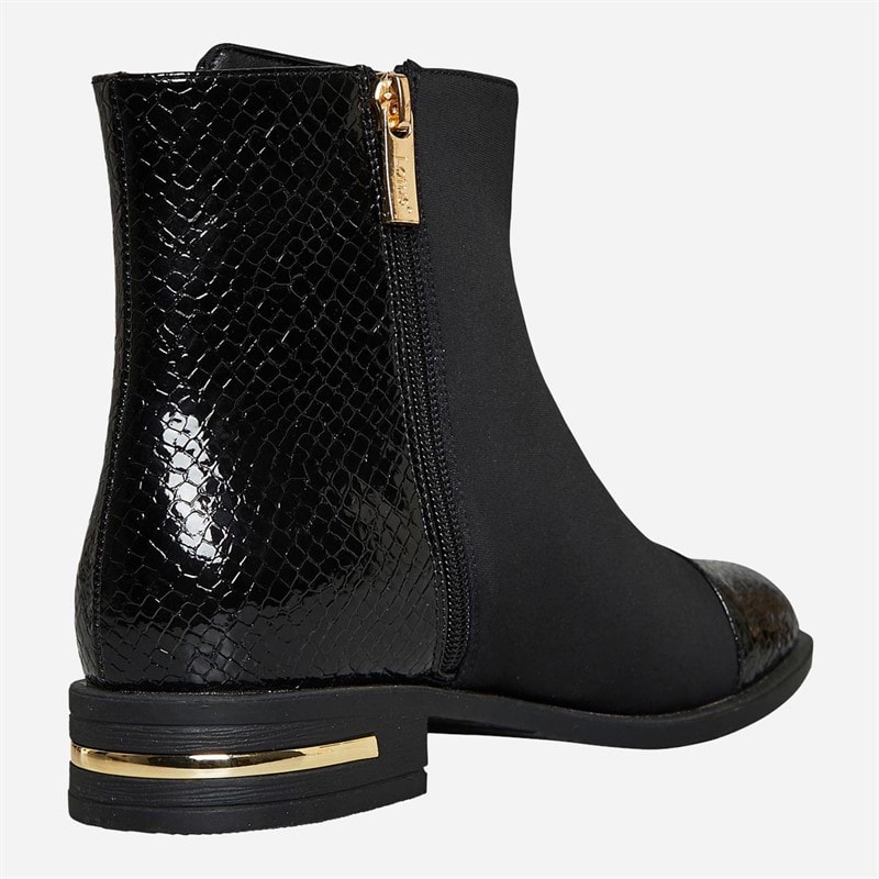 Lotus Womens Vada Side Zip Ankle Boots Crinkle Black - Image 5