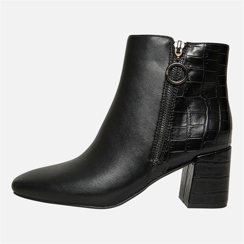 Lotus Womens Michaela Side Zip Ankle Boots Black/Croc - Image 2