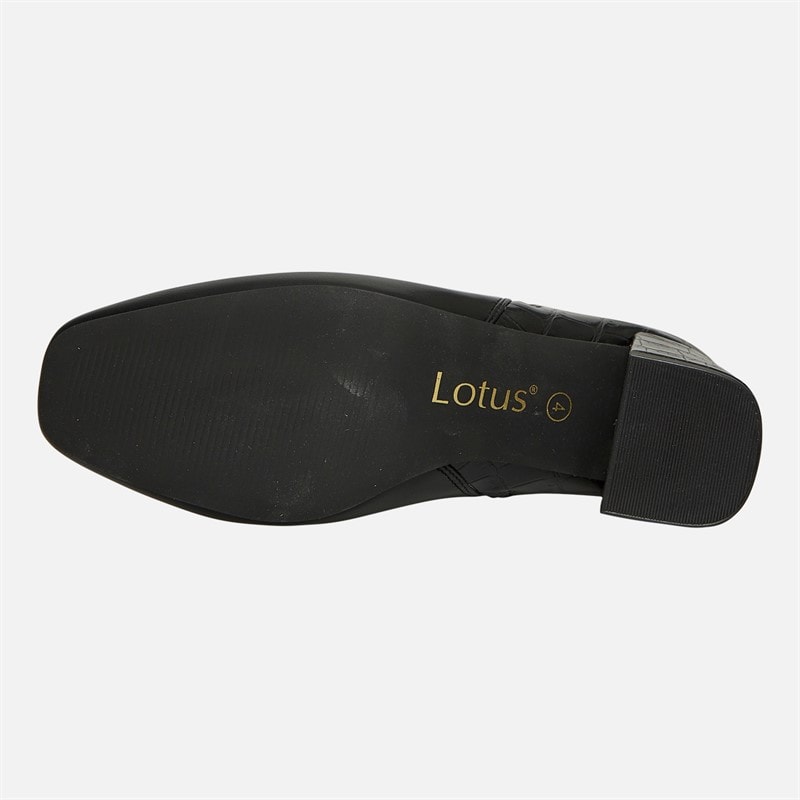 Lotus Womens Michaela Side Zip Ankle Boots Black/Croc - Image 3