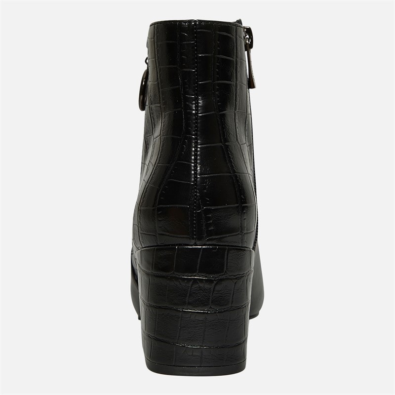 Lotus Womens Michaela Side Zip Ankle Boots Black/Croc - Image 4