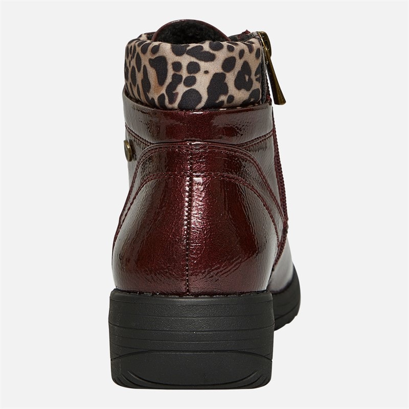 Lotus Womens Gracie Lace Up Ankle Boots Bordo Patent - Image 4