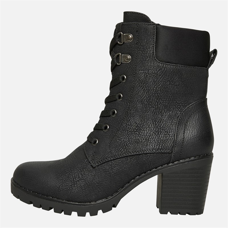 Lotus Womens Gene Block Heel Lace Up Boots Black - Image 2
