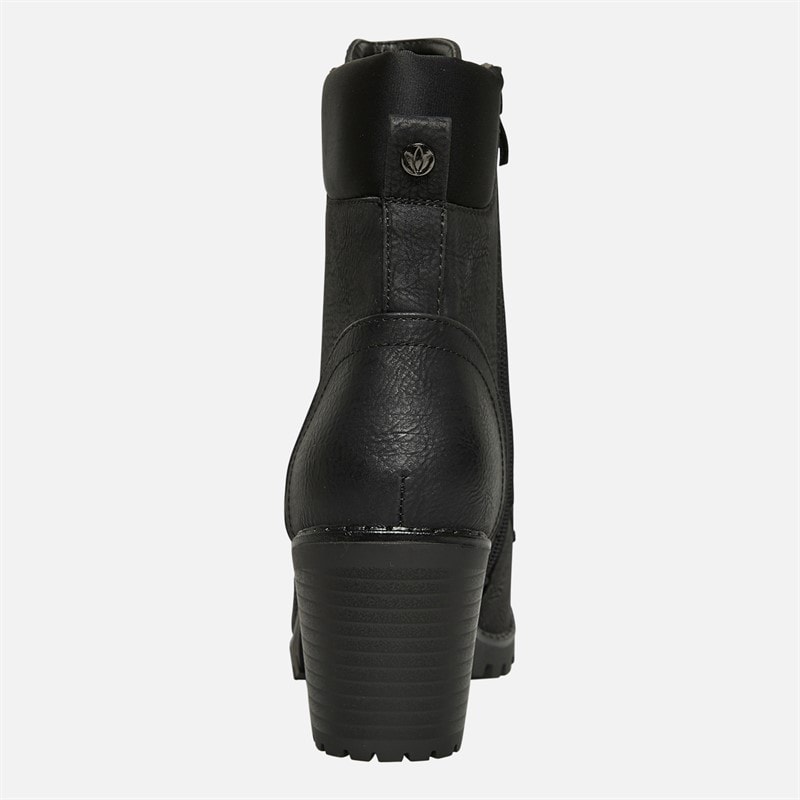 Lotus Womens Gene Block Heel Lace Up Boots Black - Image 4