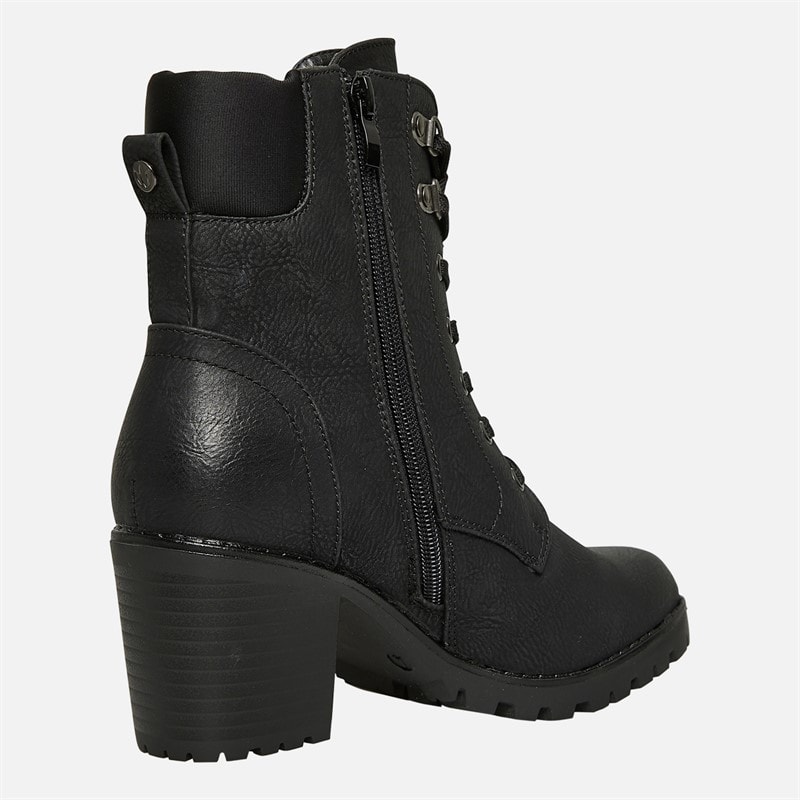 Lotus Womens Gene Block Heel Lace Up Boots Black - Image 5