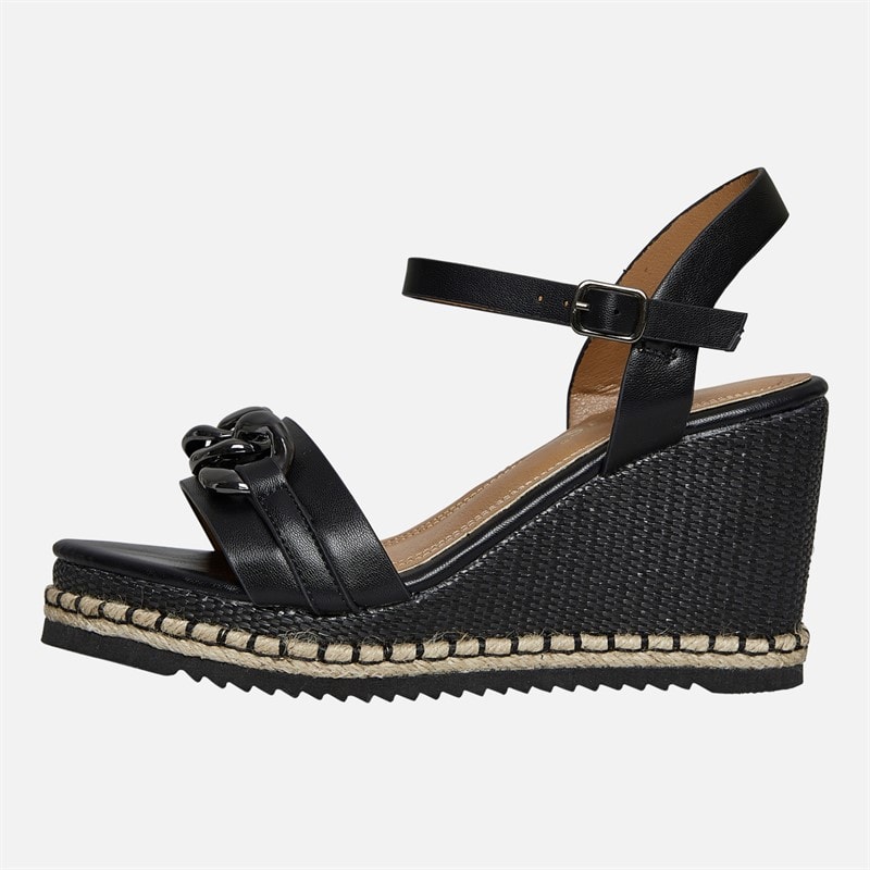 Lotus Womens Bermuda Wedge Sandals Black - Image 2