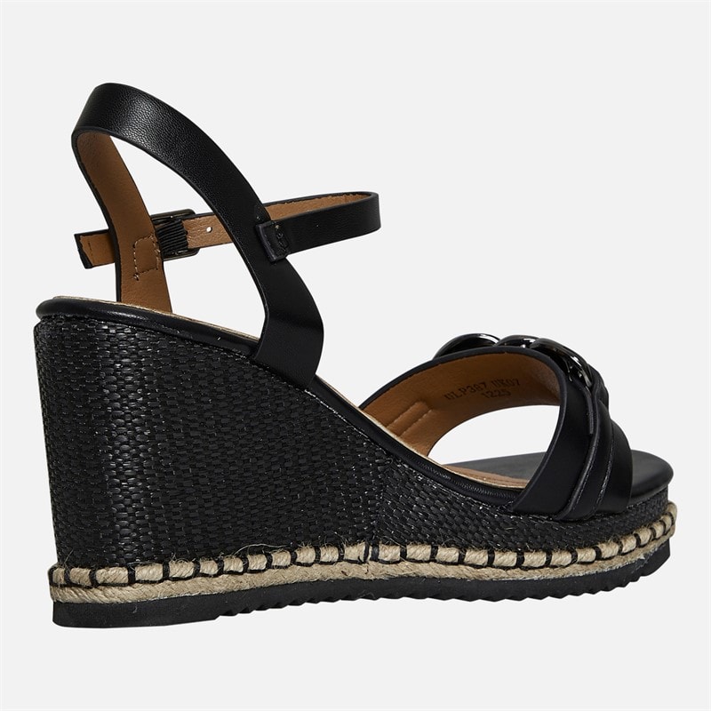 Lotus Womens Bermuda Wedge Sandals Black - Image 5