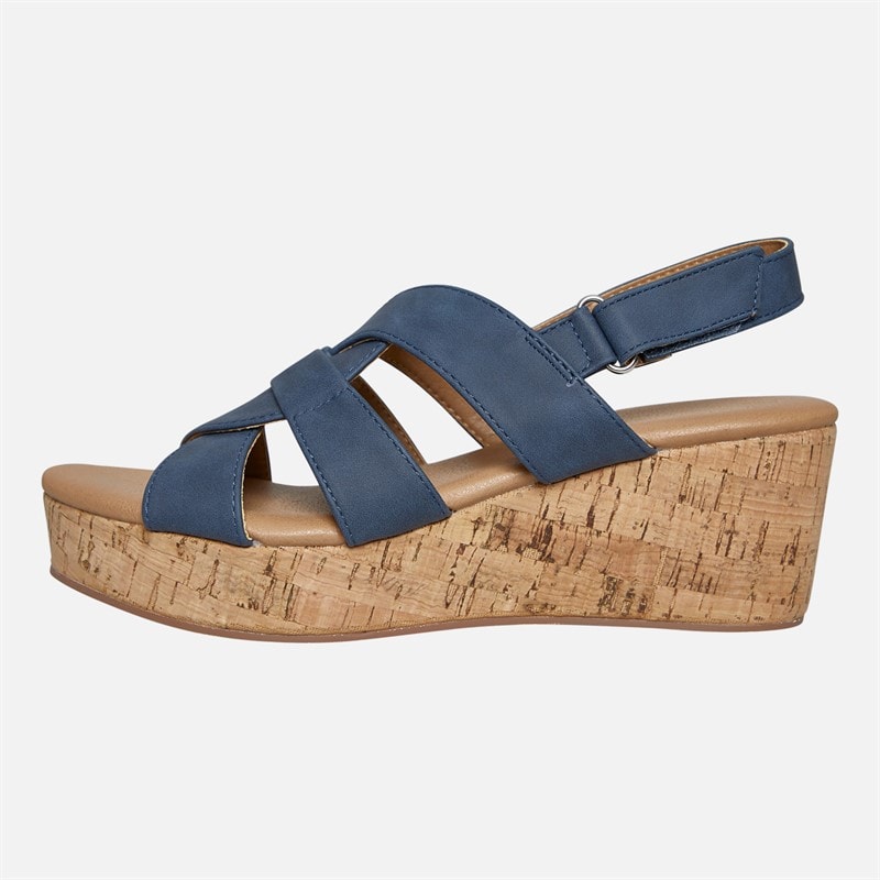 Lotus Womens Thora Wedge Sandals Navy - Image 2