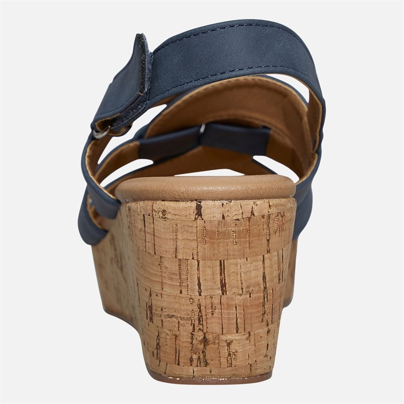 Lotus Womens Thora Wedge Sandals Navy - Image 4