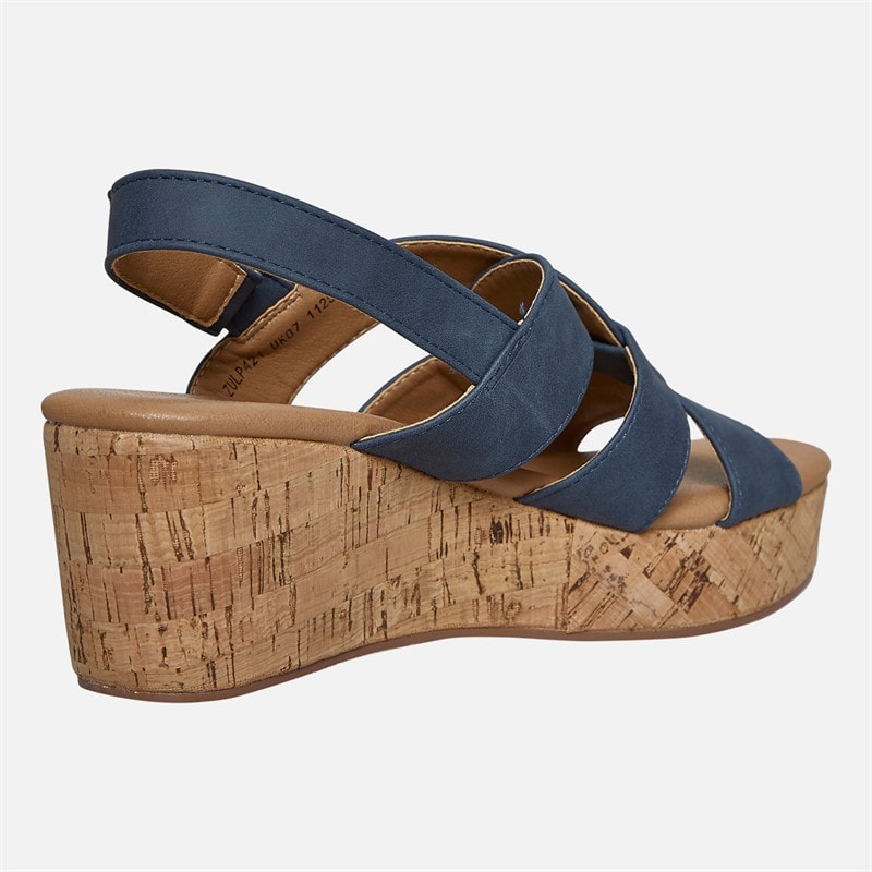 Lotus Womens Thora Wedge Sandals Navy - Image 5