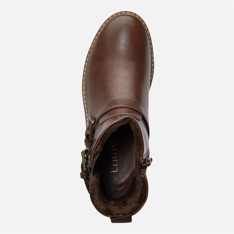 Lotus Womens Molly Buckle Boots Brown - Image 4