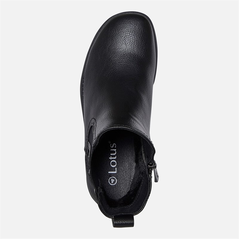 Lotus Womens Viola Wedge Heel Chelsea Boots Black Matt - Image 4