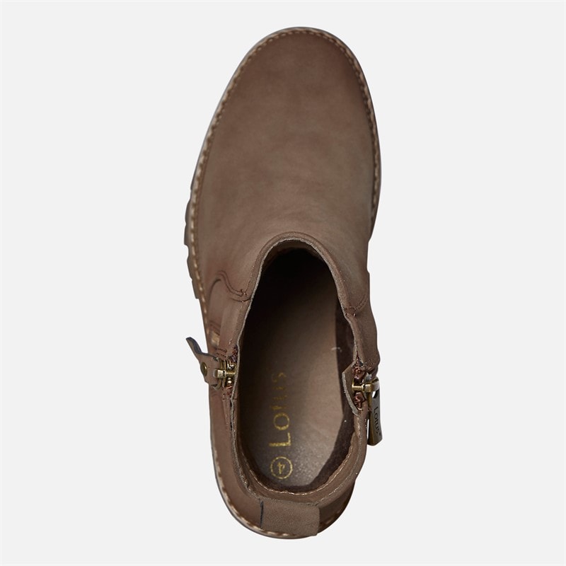 Lotus Womens Side Zip Block Heel Boots Taupe - Image 4