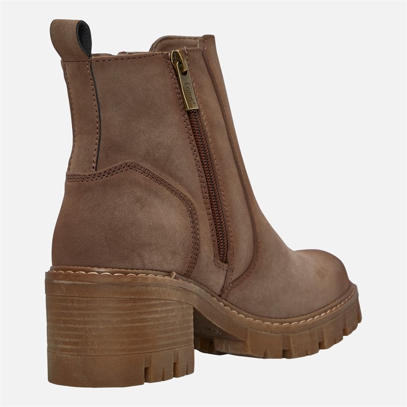 Lotus Womens Side Zip Block Heel Boots Taupe - Image 5
