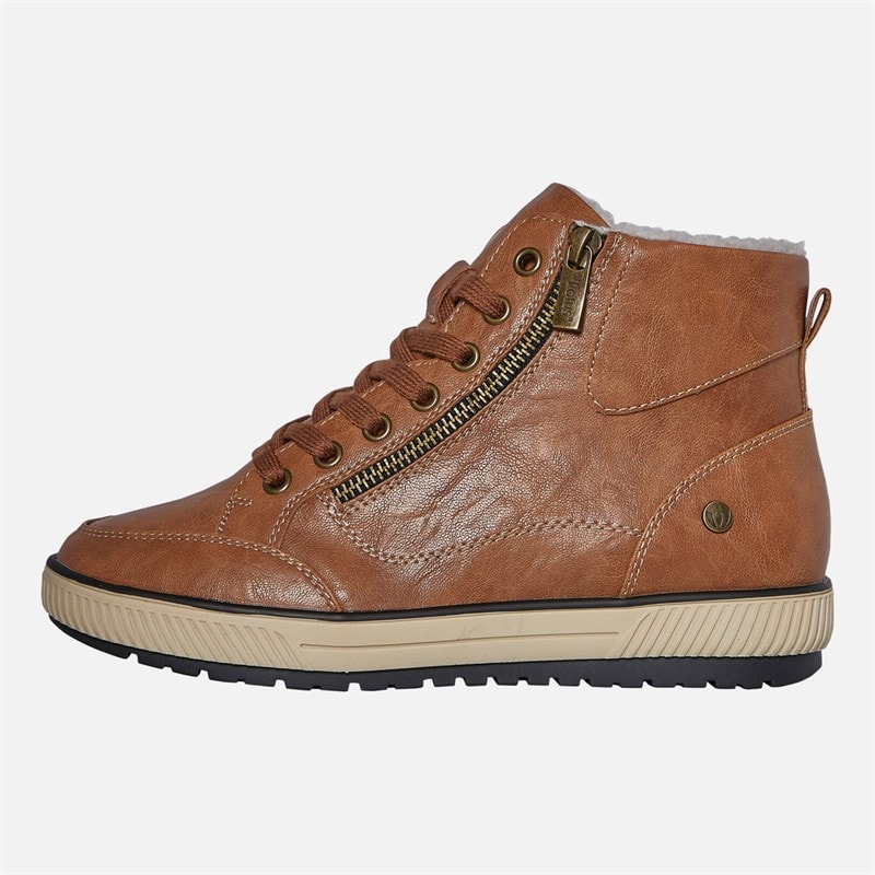 Lotus Womens Bellatrix Side Zip Hi Top Trainers Tan