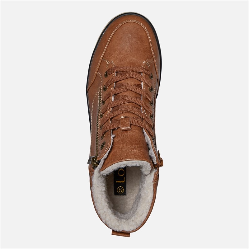 Lotus Womens Bellatrix Side Zip Hi Top Trainers Tan - Image 4