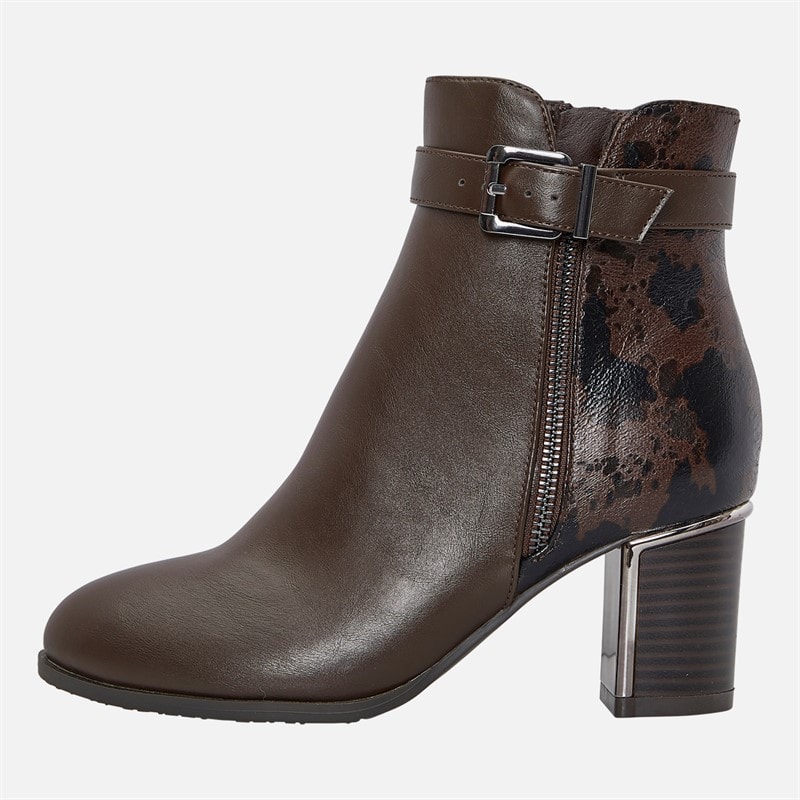 Lotus Womens Monica Heeled Ankle Boots Brown/Cow