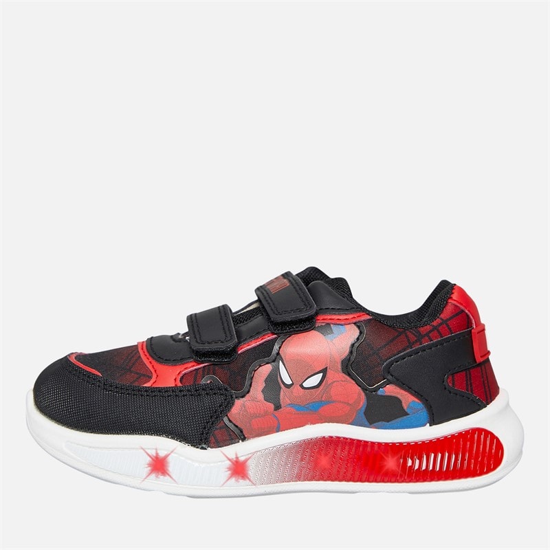 Spiderman Infant Boys Peter Light Up Trainers Black/Red - Image 1