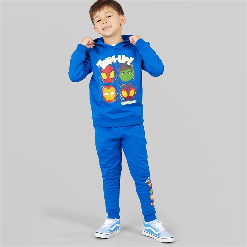 Spiderman Boys Spidey & Friends Hoodie And Joggers Tracksuit Cobalt Blue - Image 1