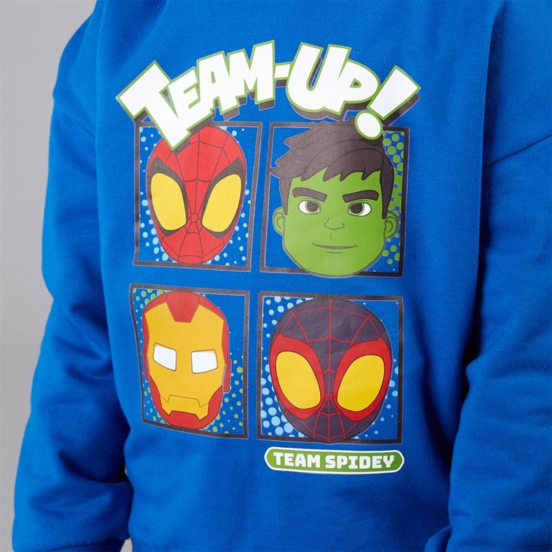 Spiderman Boys Spidey & Friends Hoodie And Joggers Tracksuit Cobalt Blue - Image 3